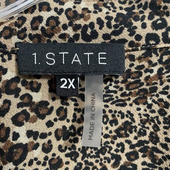 1 State Shirt Dress Size 2X Brown Animal Print Modern Rebel Long Sleeve … - Picture 8 of 9